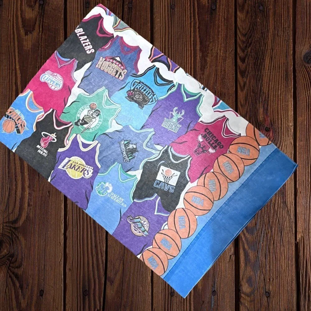 Vintage NBA Teams Pillowcase Retro Grizzlies Bulls Lakers Basketball Bedding